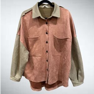 POL Oversized Faux Suede Shacket Size S
